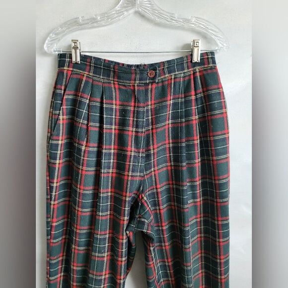Koret High Waisted Pleated Lined & Pocketed Wool Blend Tartan Plaid Pants Sz 10 - Picture 3 of 16